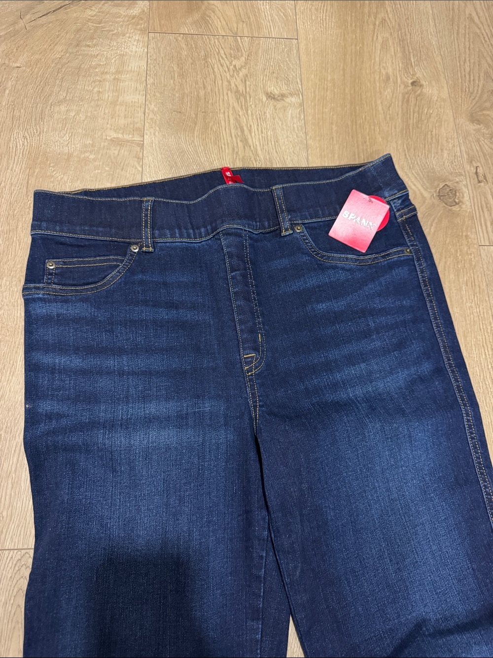 SPANX Large Dark Indigo Flare Jeans - Stretch Wide Leg - Picture 2 of 6